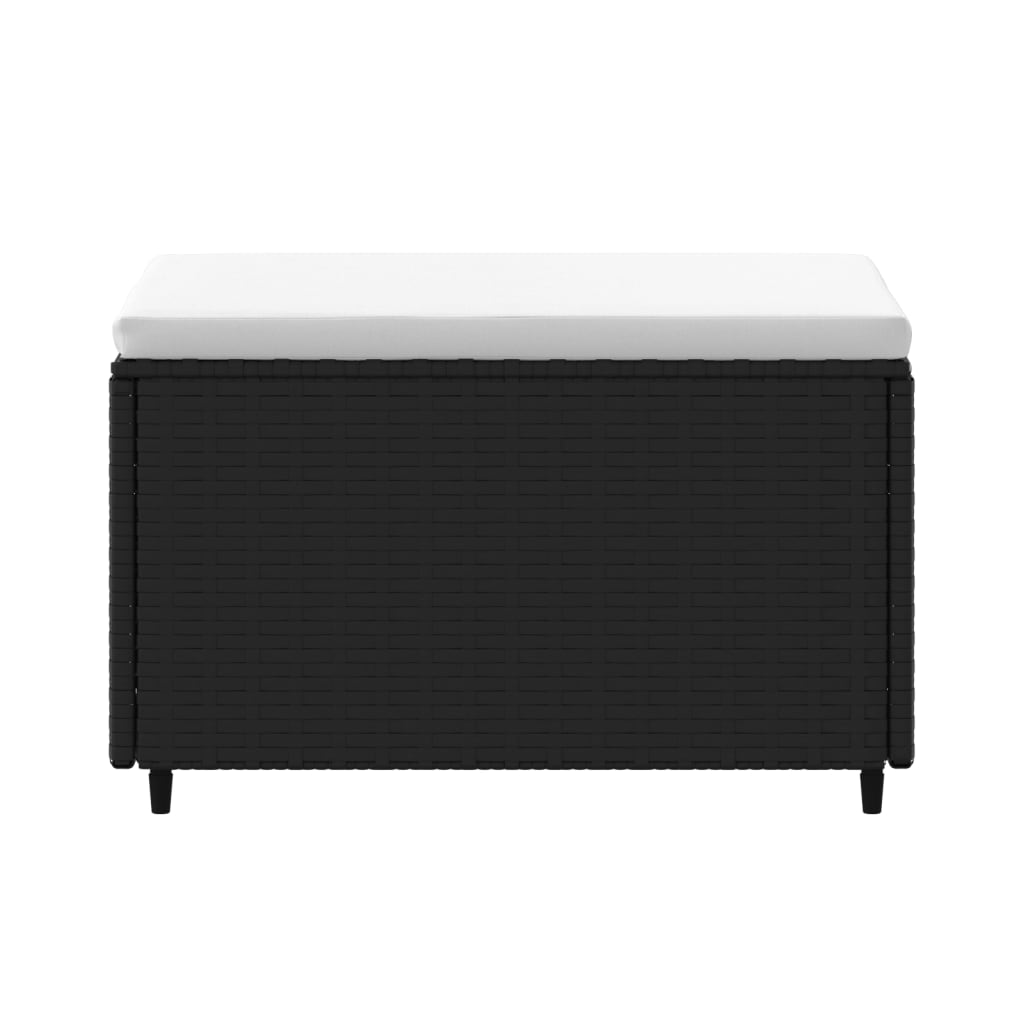 vidaXL Gartenhocker mit Kissen Schwarz Poly Rattan