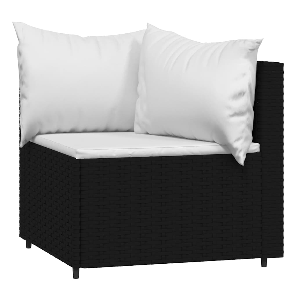 vidaXL Garten-Ecksofas mit Kissen 2 Stk. Schwarz Poly Rattan
