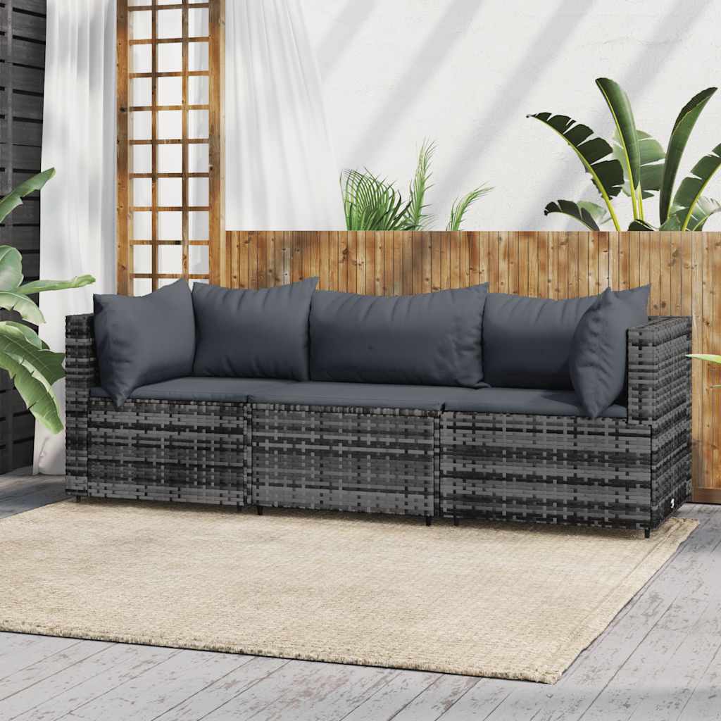 vidaXL Garten-Ecksofas mit Kissen 2 Stk. Schwarz Poly Rattan