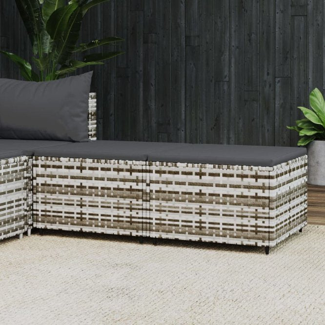 vidaXL Gartenhocker mit Kissen Schwarz Poly Rattan