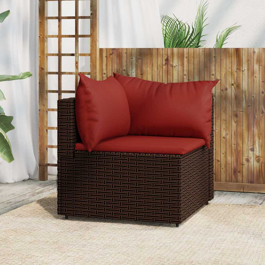 vidaXL Garten-Ecksofa mit Kissen Schwarz Poly Rattan