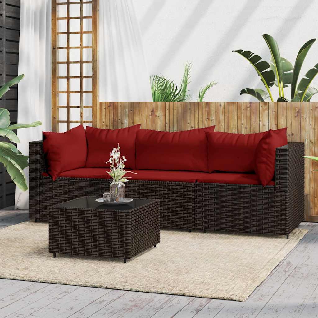 vidaXL Garten-Ecksofas mit Kissen 2 Stk. Schwarz Poly Rattan