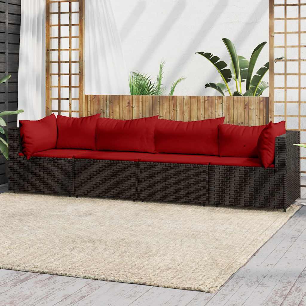 vidaXL Garten-Ecksofas mit Kissen 2 Stk. Schwarz Poly Rattan