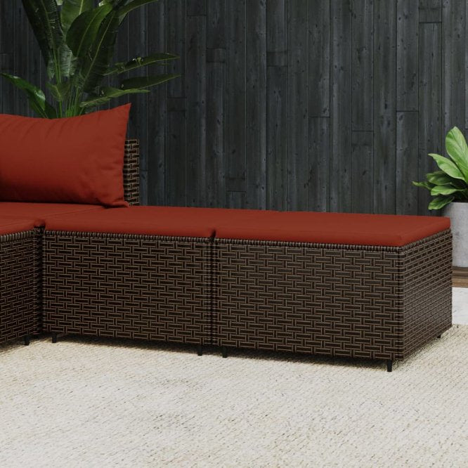 vidaXL Gartenhocker mit Kissen Schwarz Poly Rattan