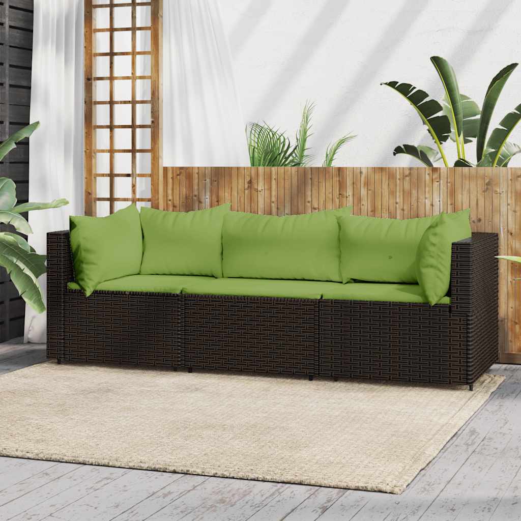 vidaXL Garten-Ecksofas mit Kissen 2 Stk. Schwarz Poly Rattan