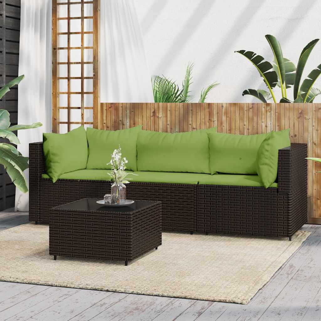 vidaXL Garten-Ecksofas mit Kissen 2 Stk. Schwarz Poly Rattan