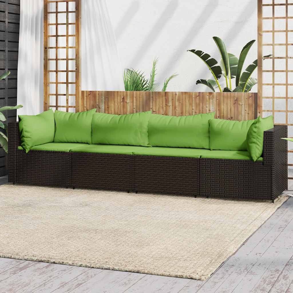 vidaXL Garten-Ecksofas mit Kissen 2 Stk. Schwarz Poly Rattan