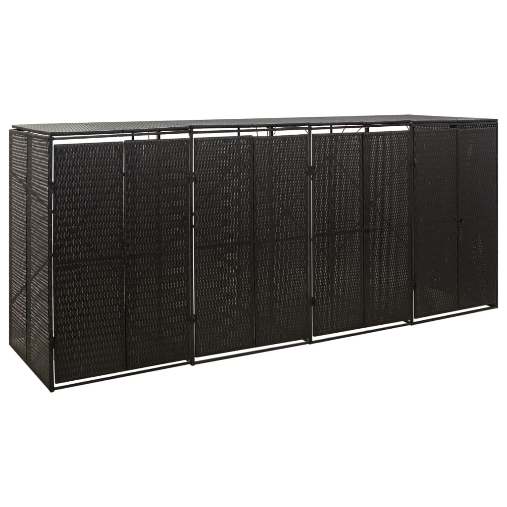 vidaXL Mülltonnenbox für 1 Tonne Schwarz 70x80x117 cm Poly Rattan