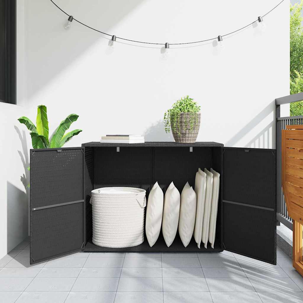 vidaXL Gartenschrank Schwarz 100 x 55,5 x 80 cm Poly Rattan