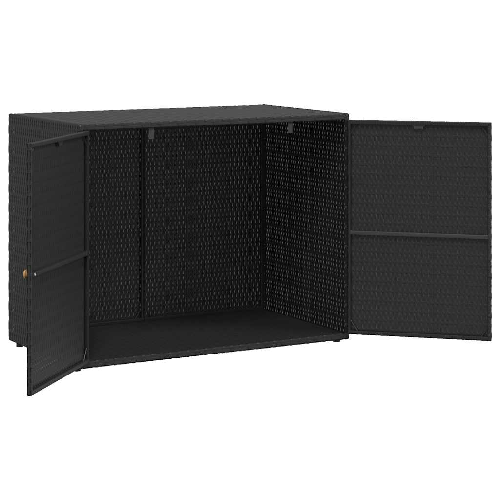 vidaXL Gartenschrank Schwarz 100 x 55,5 x 80 cm Poly Rattan