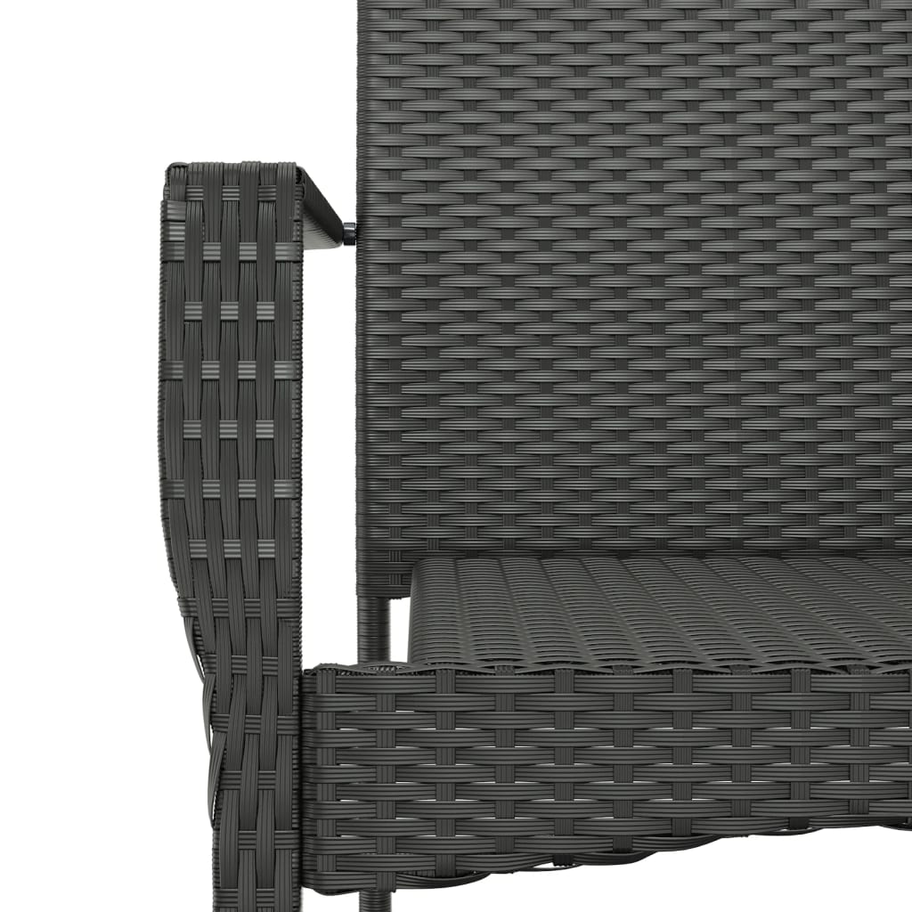 vidaXL Gartenstühle mit Kissen 2 Stk. Poly Rattan Schwarz