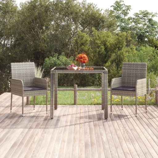 vidaXL Gartenstühle mit Kissen 2 Stk. Poly Rattan Schwarz