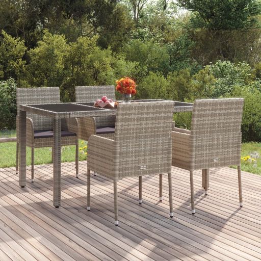 vidaXL Gartenstühle mit Kissen 2 Stk. Poly Rattan Schwarz