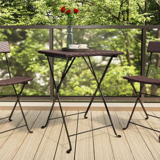 vidaXL Bistrotisch Klappbar Schwarz 55x54x71 cm Poly Rattan