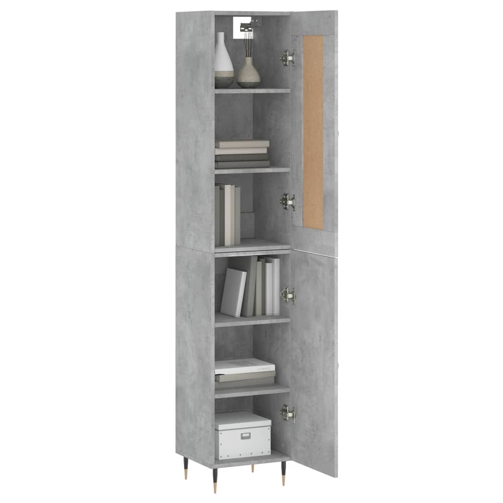 vidaXL Highboard Betongrau 34,5x34x180 cm Holzwerkstoff