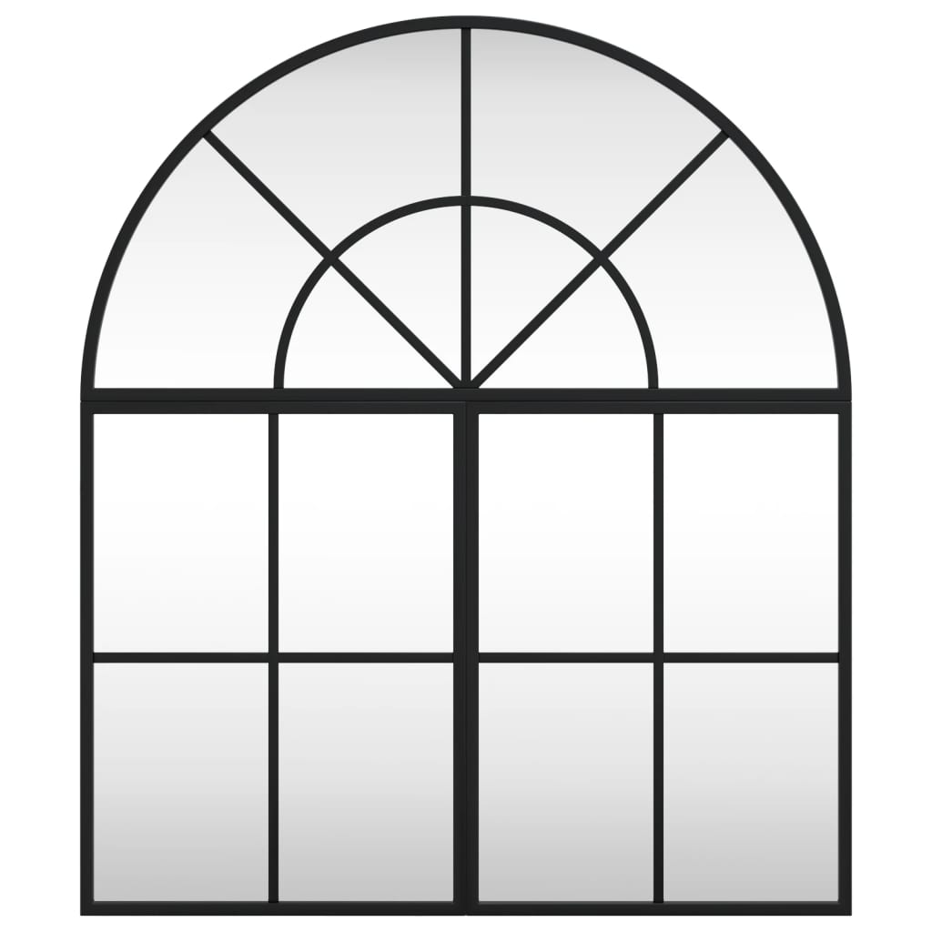 vidaXL Wandspiegel Schwarz 60x70 cm Gewölbt Eisen