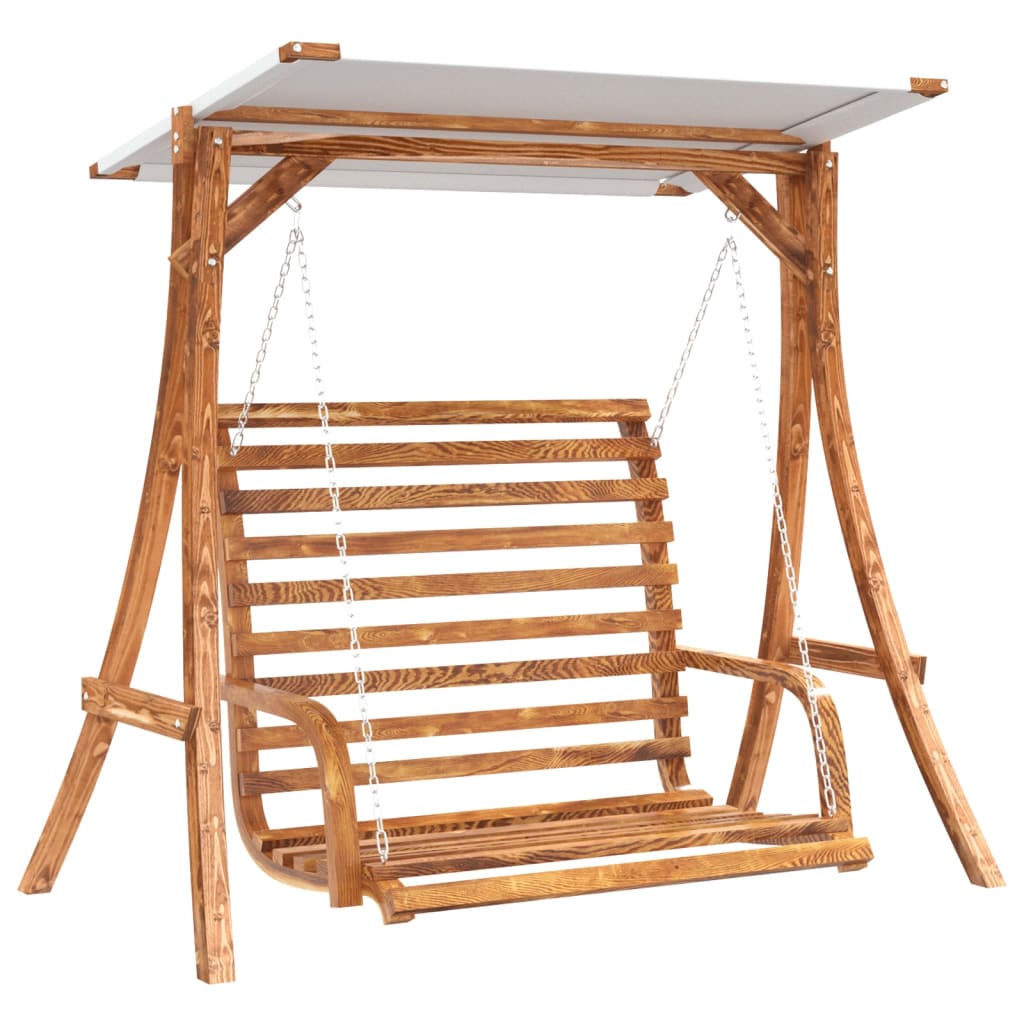 vidaXL Hollywoodschaukel mit Dach Massivholz Fichte mit Teak-Finish