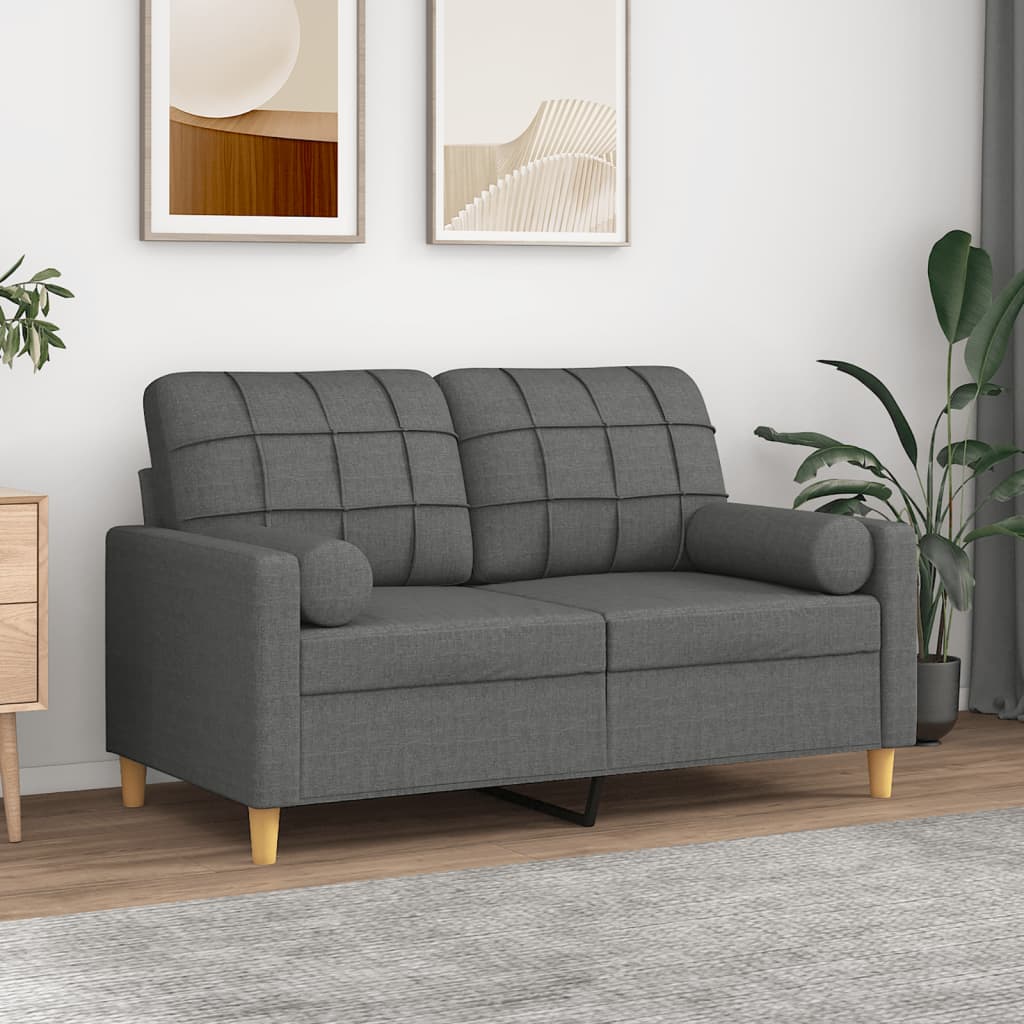 vidaXL 2-Sitzer-Sofa mit Zierkissen Hellgrau 120 cm Stoff