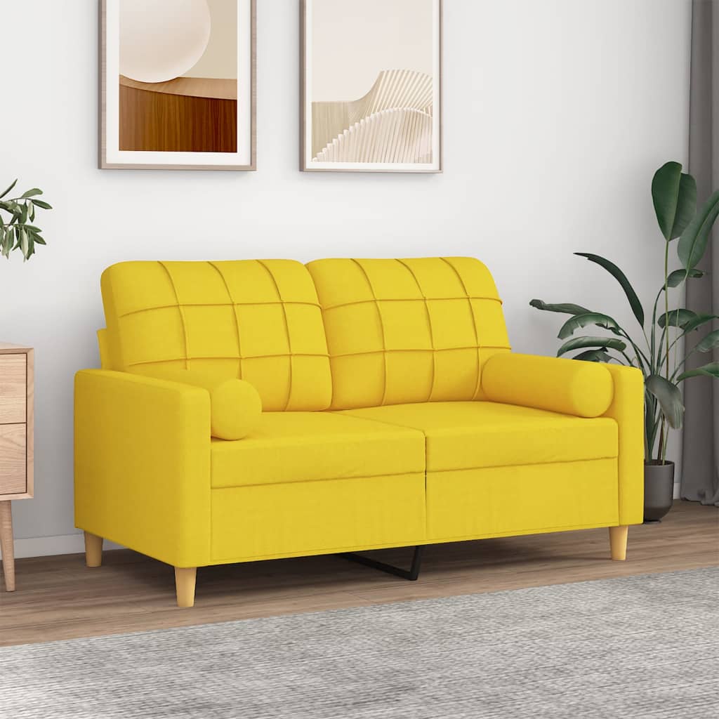 vidaXL 2-Sitzer-Sofa mit Zierkissen Hellgrau 120 cm Stoff