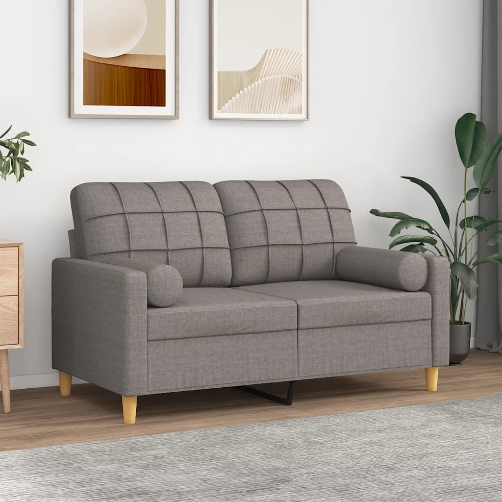 vidaXL 2-Sitzer-Sofa mit Zierkissen Hellgrau 120 cm Stoff