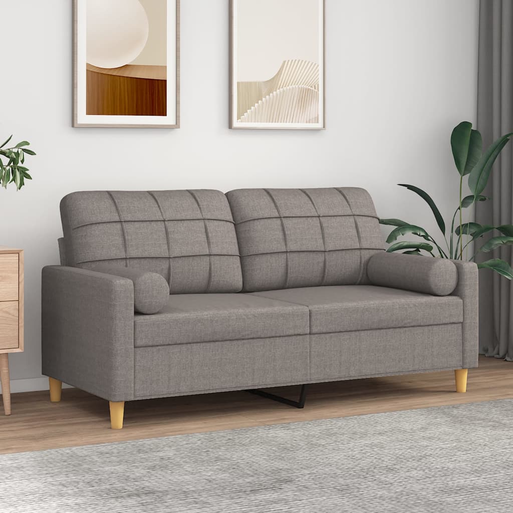 vidaXL 2-Sitzer-Sofa mit Zierkissen Hellgrau 120 cm Stoff