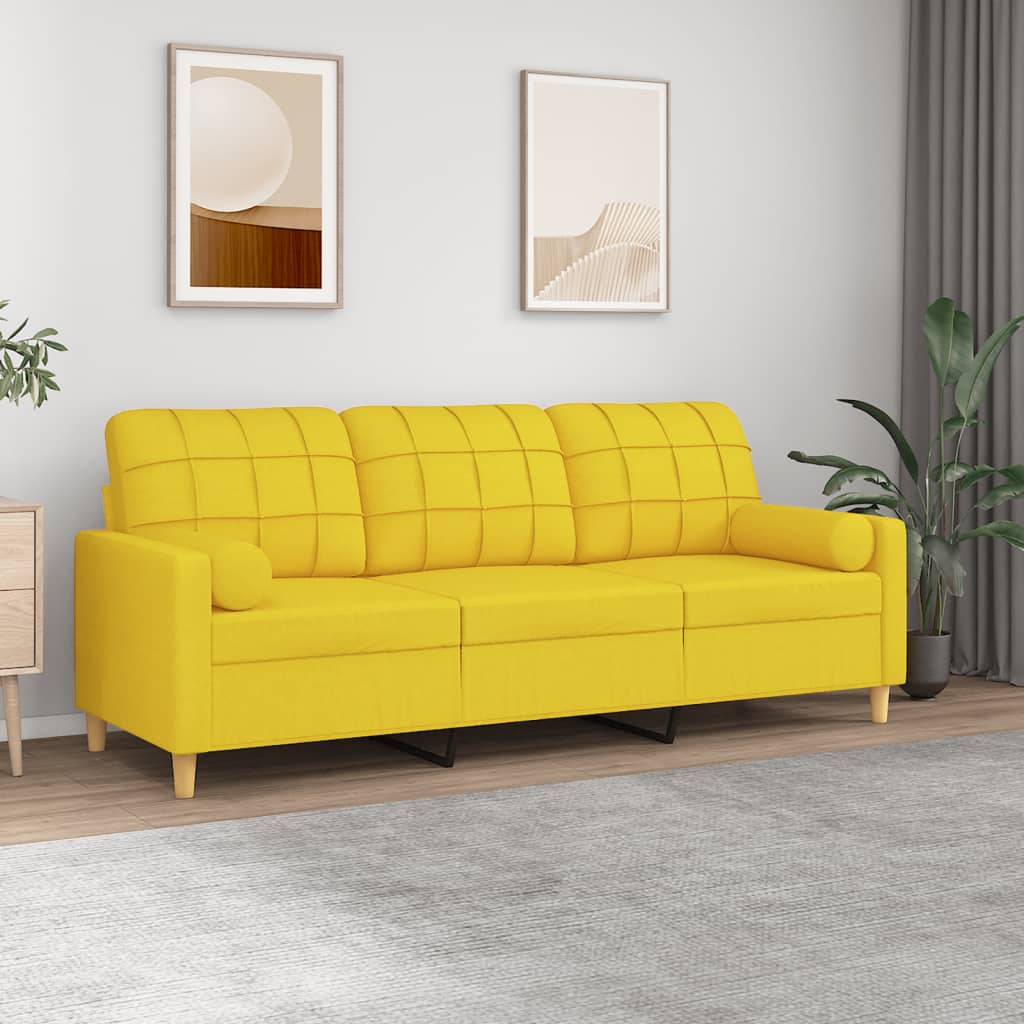 vidaXL 2-Sitzer-Sofa mit Zierkissen Hellgrau 120 cm Stoff