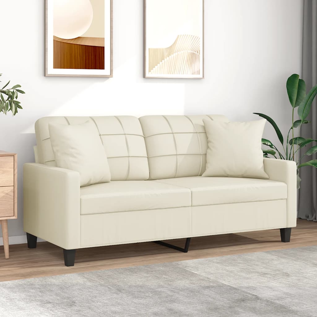 vidaXL 2-Sitzer-Sofa mit Zierkissen Schwarz 120 cm Kunstleder