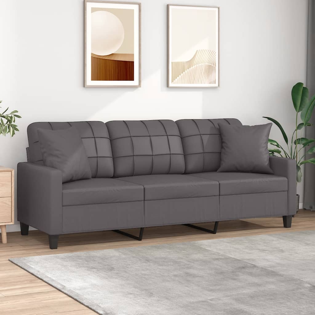vidaXL 2-Sitzer-Sofa mit Zierkissen Schwarz 120 cm Kunstleder