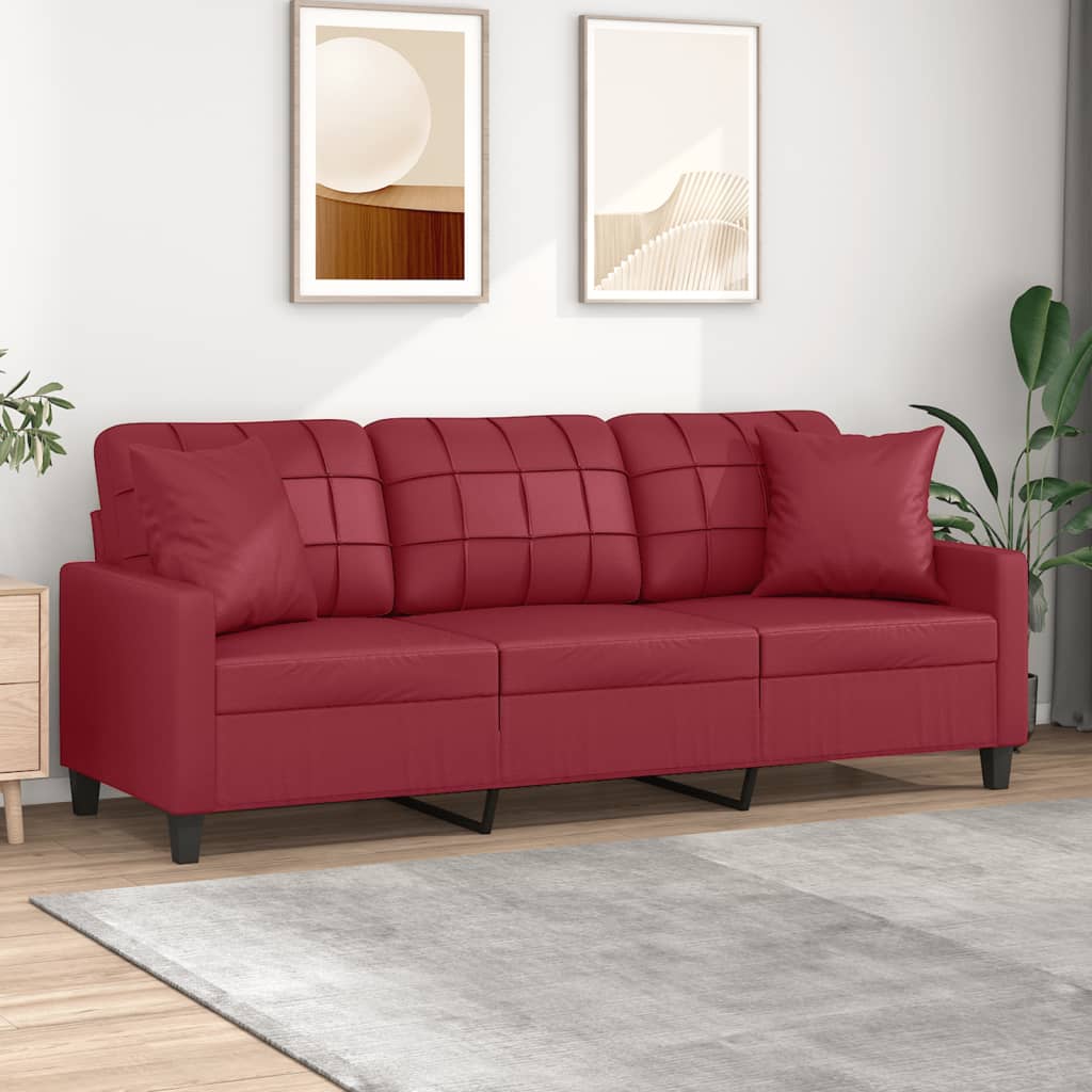vidaXL 2-Sitzer-Sofa mit Zierkissen Schwarz 120 cm Kunstleder
