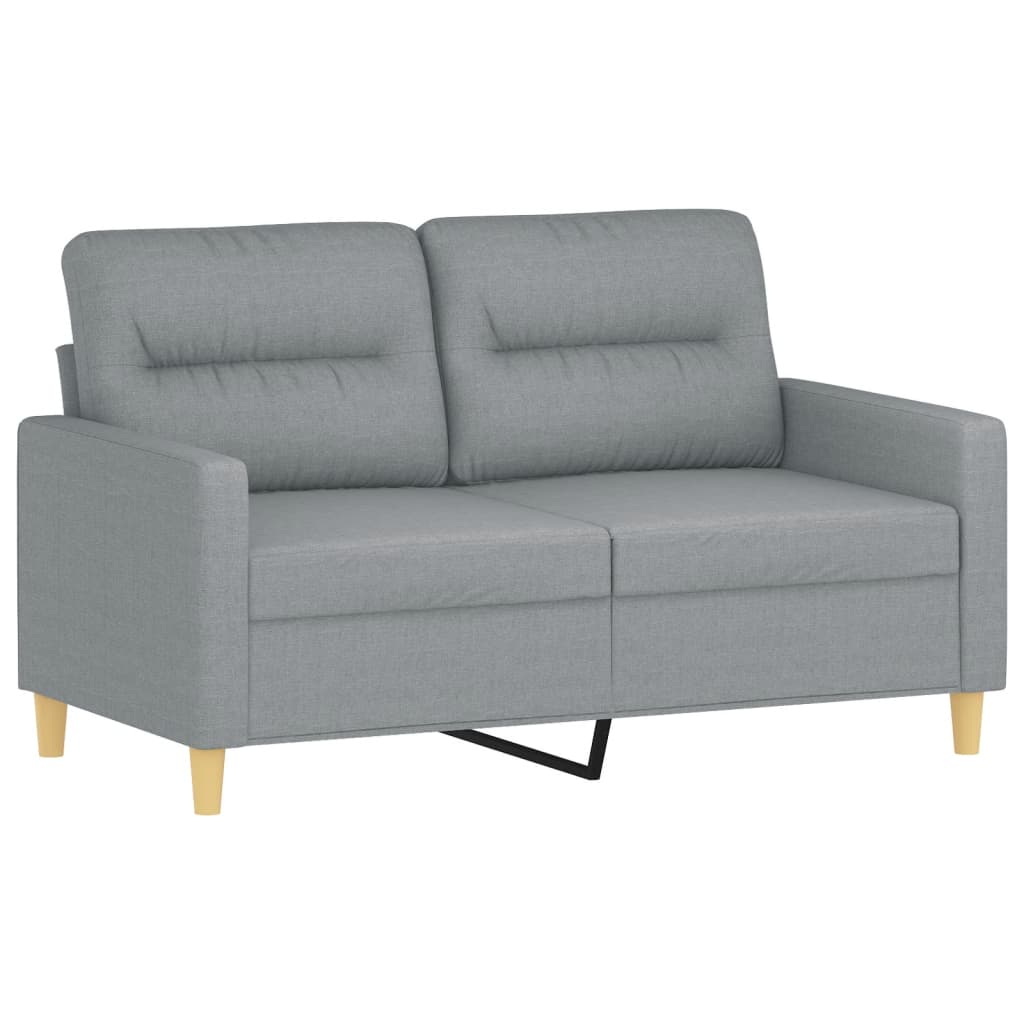 vidaXL 2-Sitzer-Sofa mit Zierkissen Hellgrau 120 cm Stoff