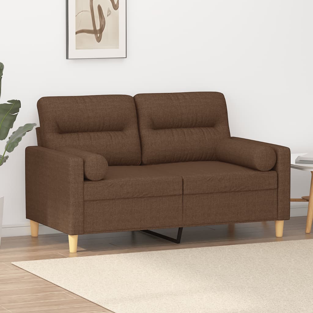 vidaXL 2-Sitzer-Sofa mit Zierkissen Hellgrau 120 cm Stoff