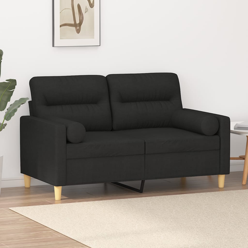 vidaXL 2-Sitzer-Sofa mit Zierkissen Hellgrau 120 cm Stoff