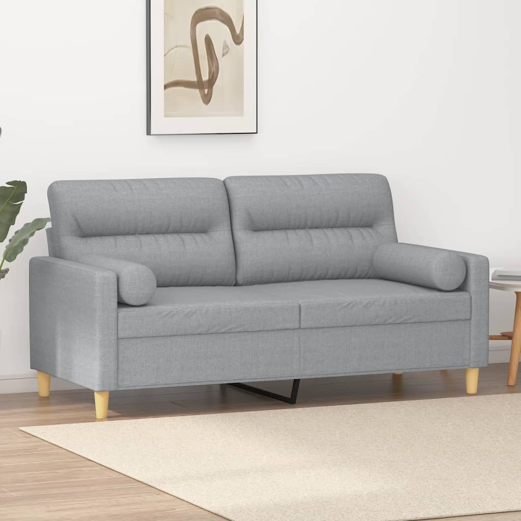 vidaXL 2-Sitzer-Sofa mit Zierkissen Hellgrau 120 cm Stoff