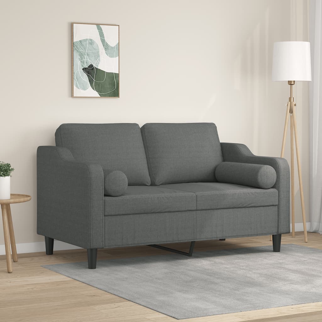 vidaXL 2-Sitzer-Sofa mit Zierkissen Hellgrau 120 cm Stoff