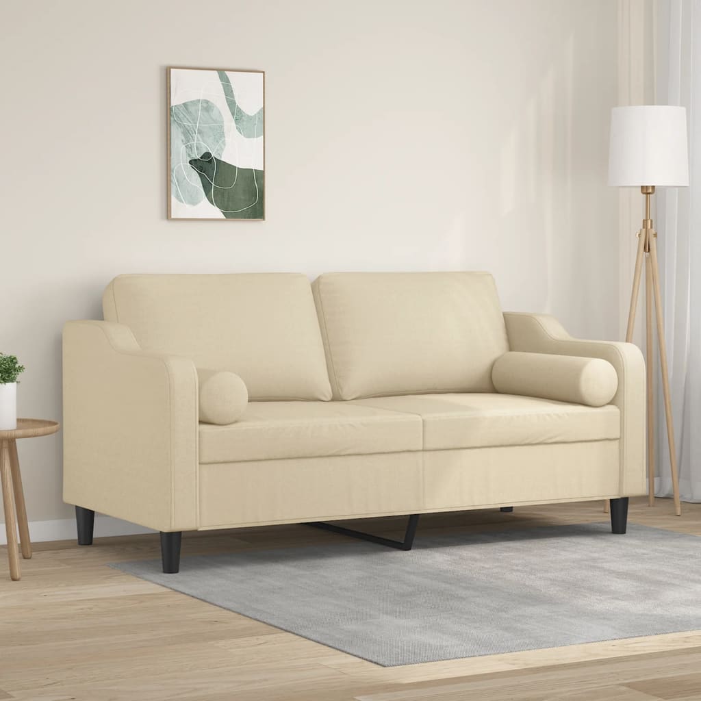 vidaXL 2-Sitzer-Sofa mit Zierkissen Hellgrau 120 cm Stoff