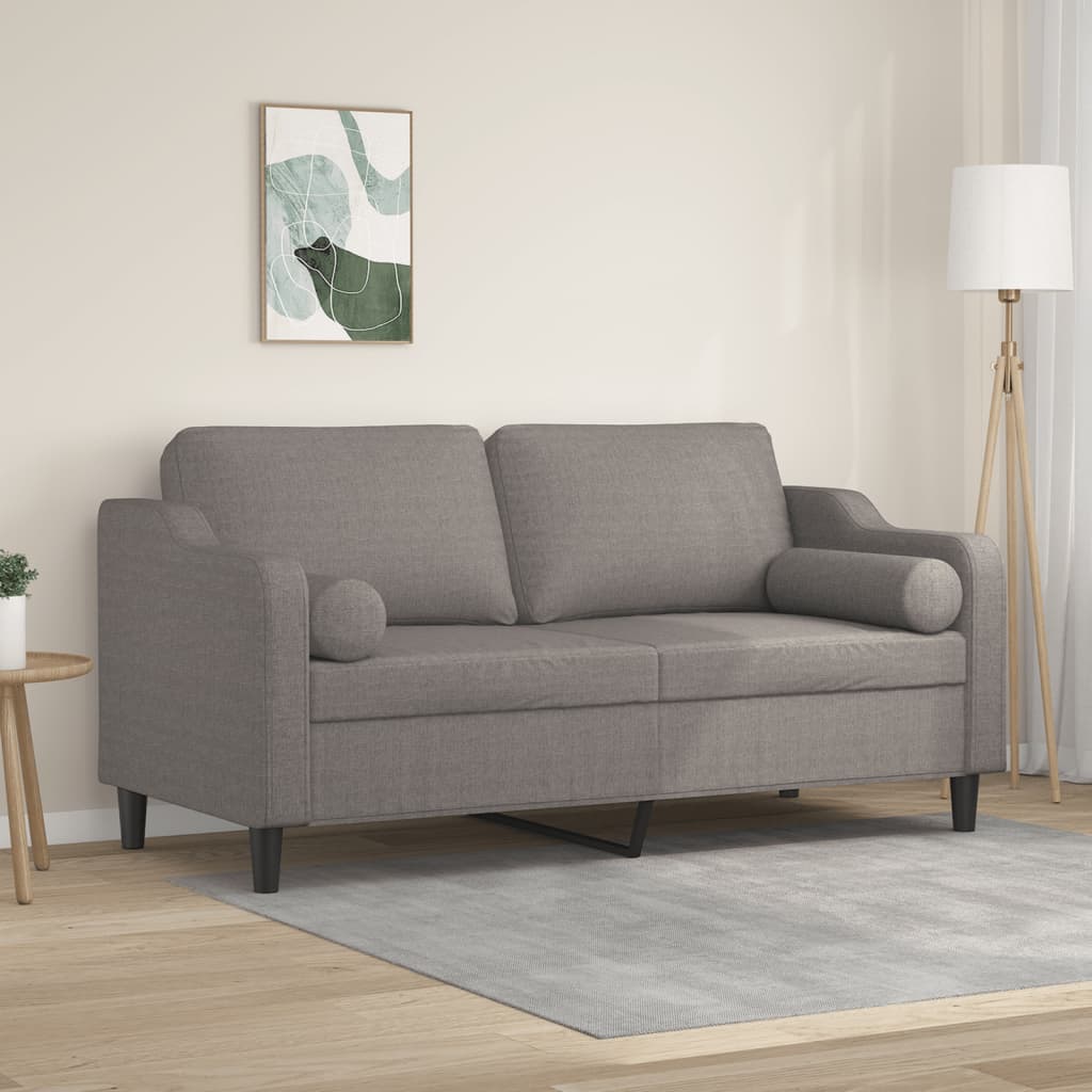 vidaXL 2-Sitzer-Sofa mit Zierkissen Hellgrau 120 cm Stoff