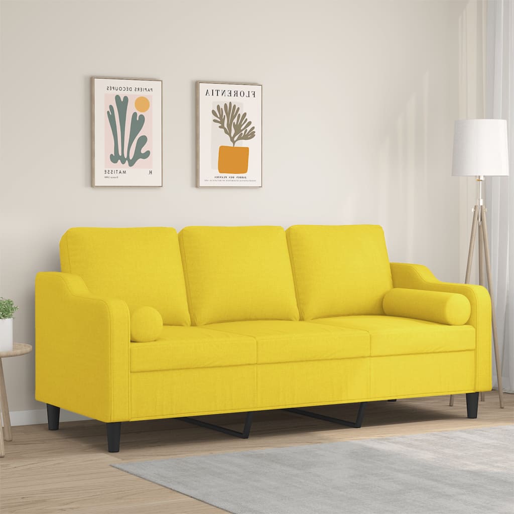 vidaXL 2-Sitzer-Sofa mit Zierkissen Hellgrau 120 cm Stoff