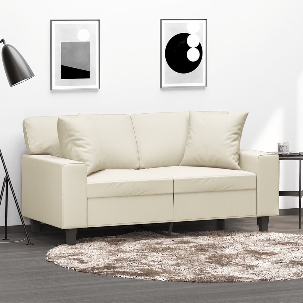 vidaXL 2-Sitzer-Sofa mit Zierkissen Schwarz 120 cm Kunstleder