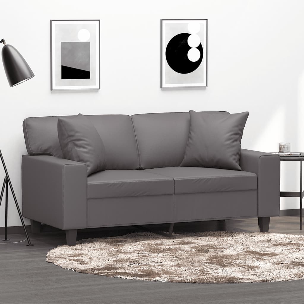 vidaXL 2-Sitzer-Sofa mit Zierkissen Schwarz 120 cm Kunstleder