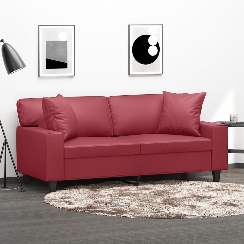 vidaXL 2-Sitzer-Sofa mit Zierkissen Schwarz 120 cm Kunstleder
