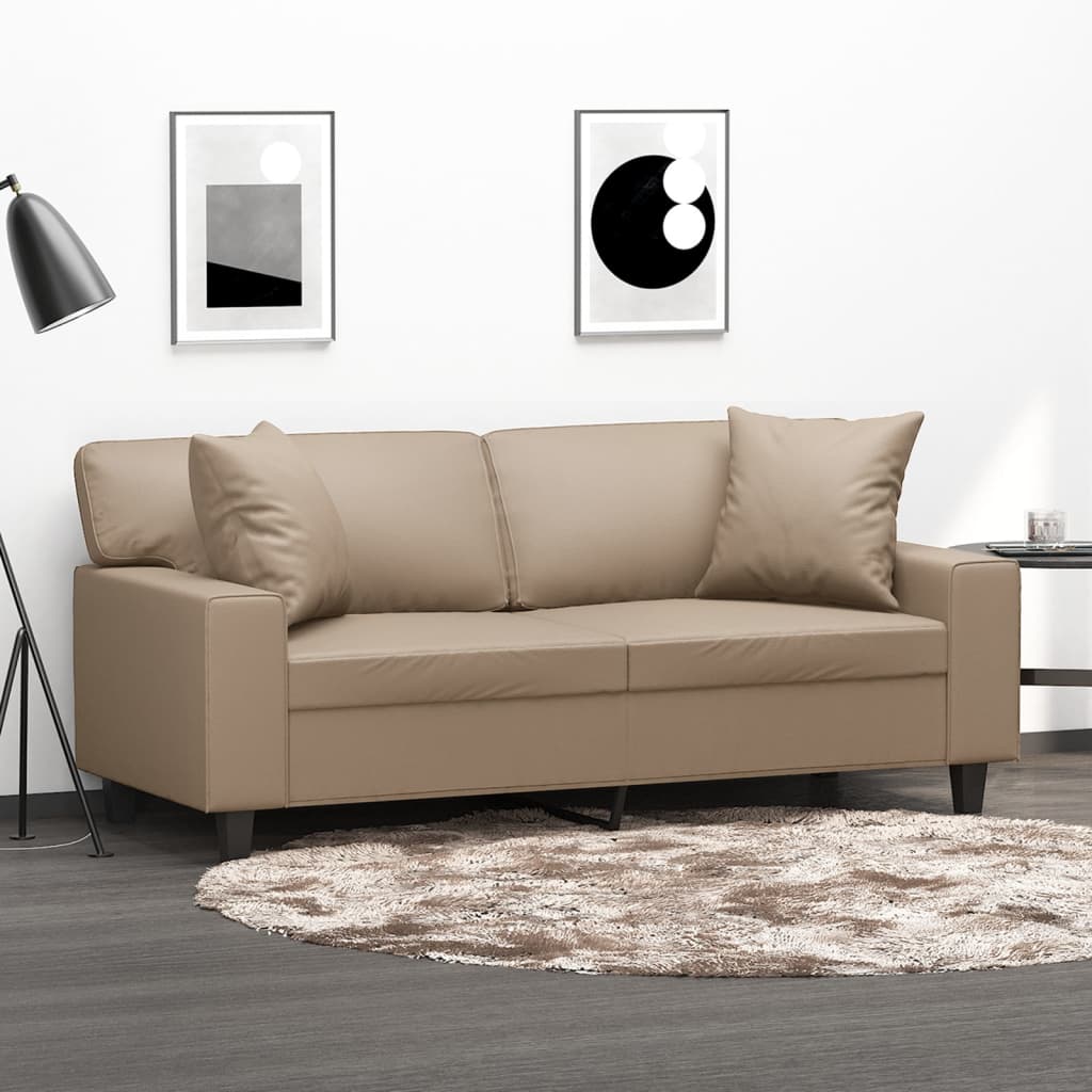vidaXL 2-Sitzer-Sofa mit Zierkissen Schwarz 120 cm Kunstleder