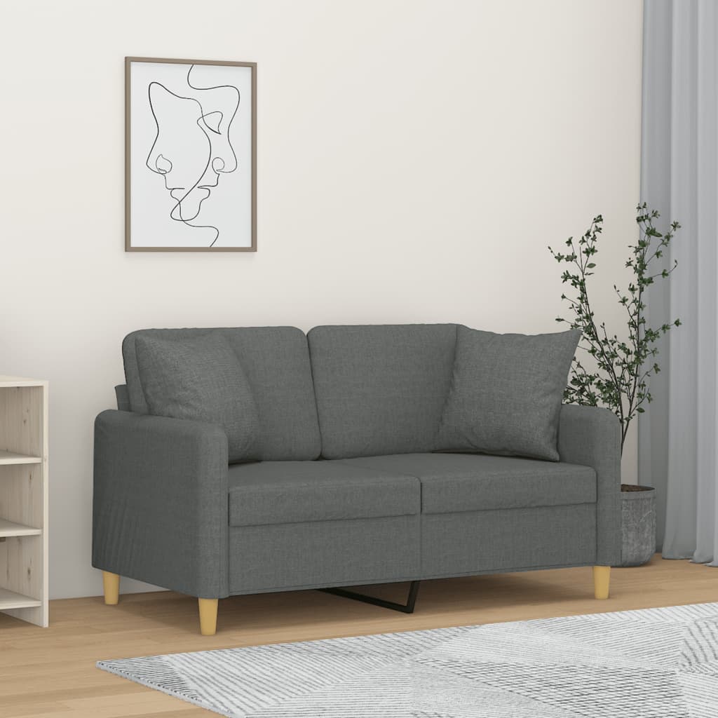 vidaXL 2-Sitzer-Sofa mit Zierkissen Hellgrau 120 cm Stoff