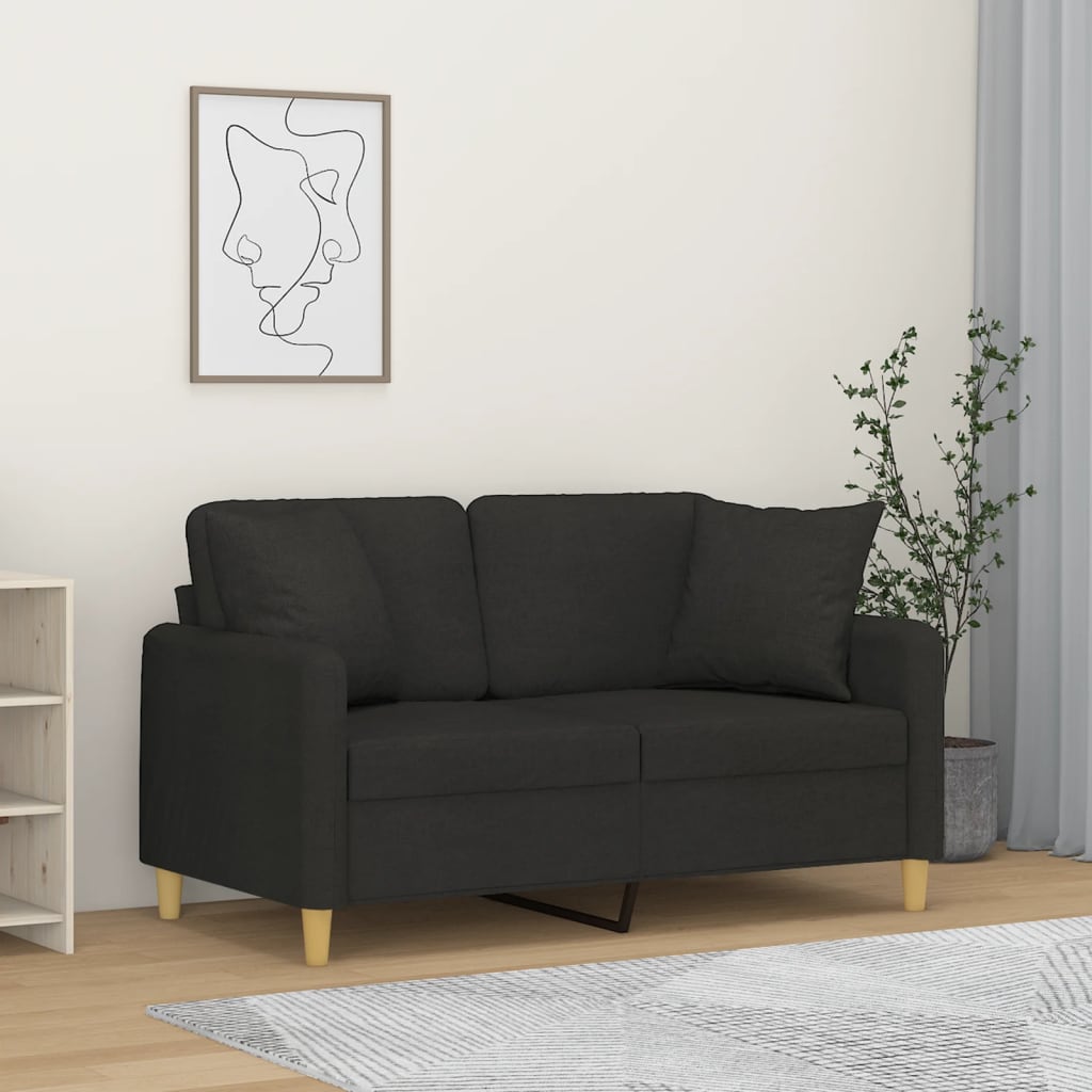 vidaXL 2-Sitzer-Sofa mit Zierkissen Hellgrau 120 cm Stoff