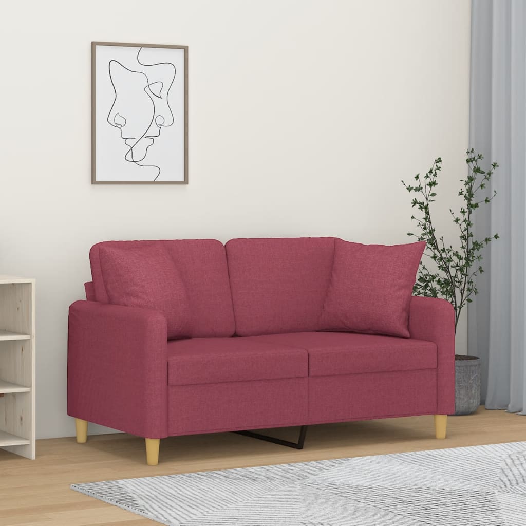 vidaXL 2-Sitzer-Sofa mit Zierkissen Hellgrau 120 cm Stoff