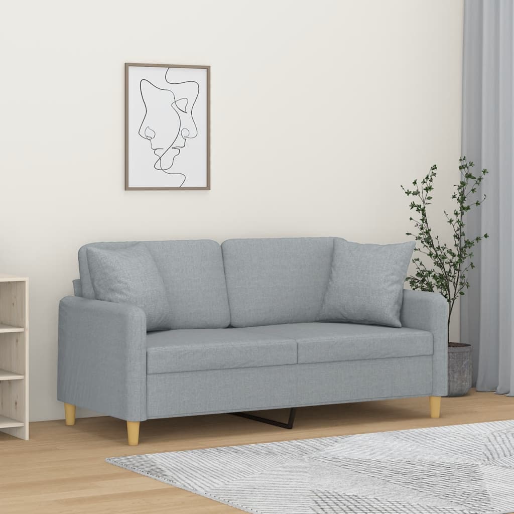 vidaXL 2-Sitzer-Sofa mit Zierkissen Hellgrau 120 cm Stoff