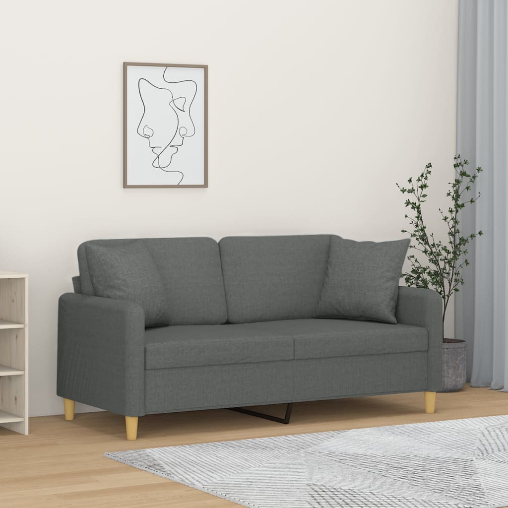 vidaXL 2-Sitzer-Sofa mit Zierkissen Hellgrau 120 cm Stoff