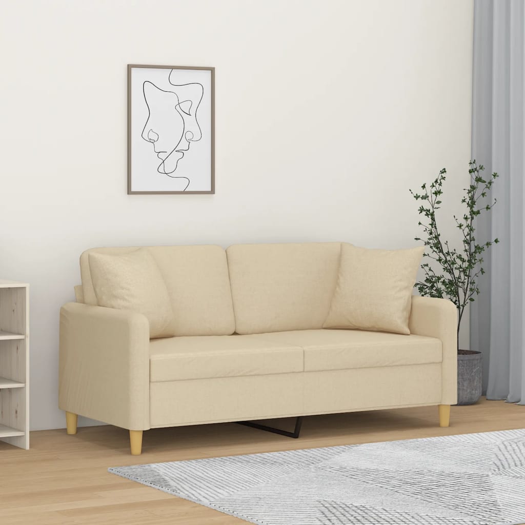 vidaXL 2-Sitzer-Sofa mit Zierkissen Hellgrau 120 cm Stoff