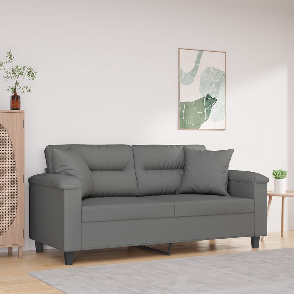 vidaXL 2-Sitzer-Sofa mit Kissen Taupe 120 cm Mikrofasergewebe