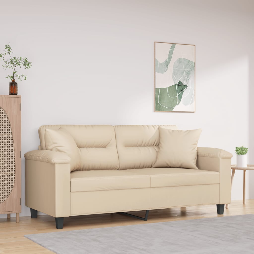 vidaXL 2-Sitzer-Sofa mit Kissen Taupe 120 cm Mikrofasergewebe