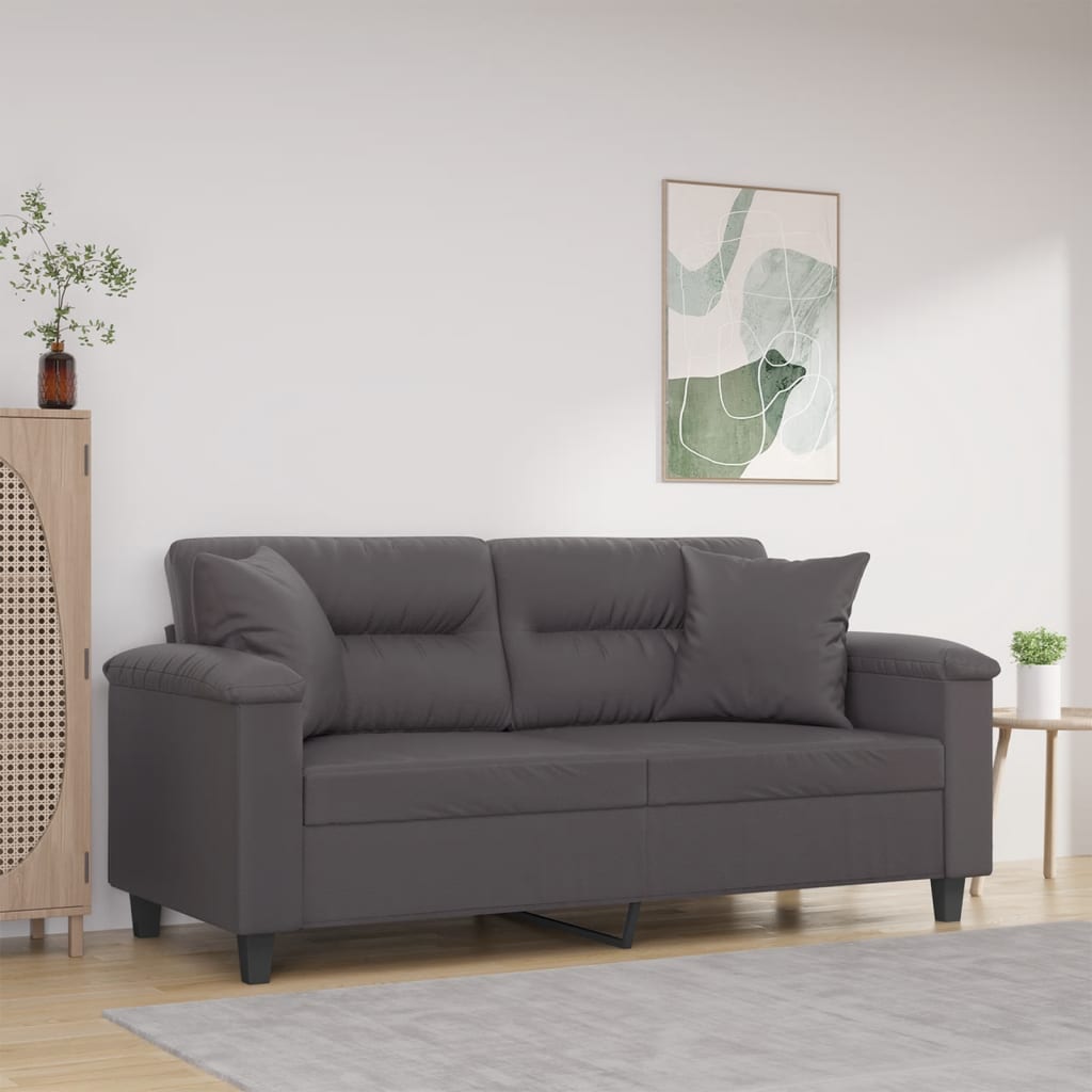 vidaXL 2-Sitzer-Sofa mit Zierkissen Schwarz 120 cm Kunstleder